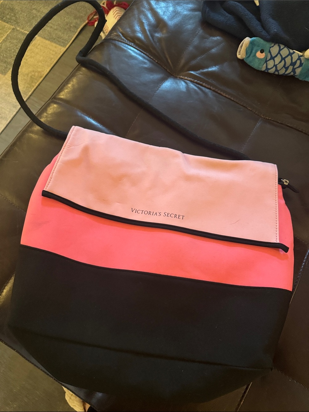 Victoria's Secret Pink and Black Colorblock Travel Shoulder Bag